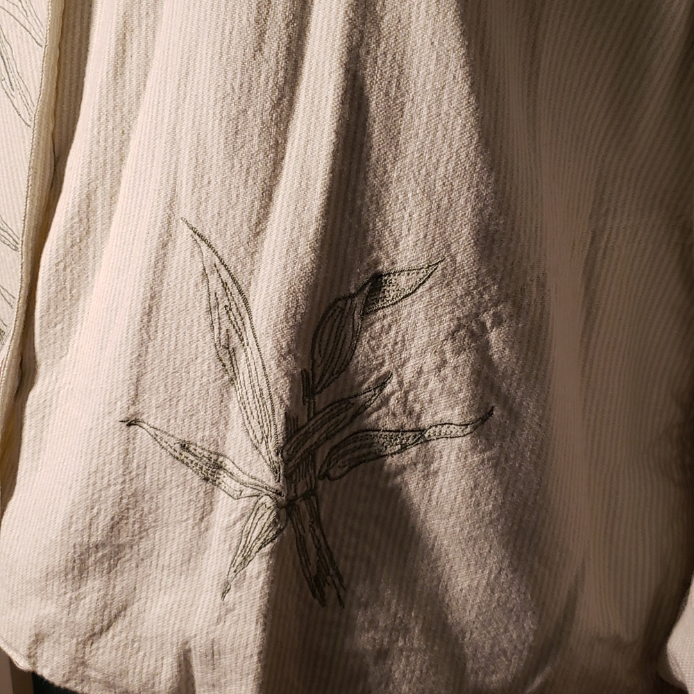 Ruby Rd. Womens Green And White Striped Button Front Shacket - Picture 3 of 8